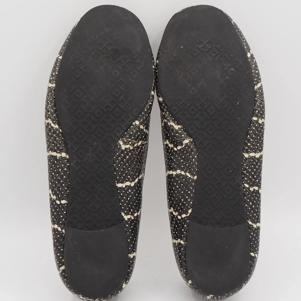 Tory Burch Reva Mojave Print Leather Ballet Flats US 8.8 Snake Shoes Casual Chic